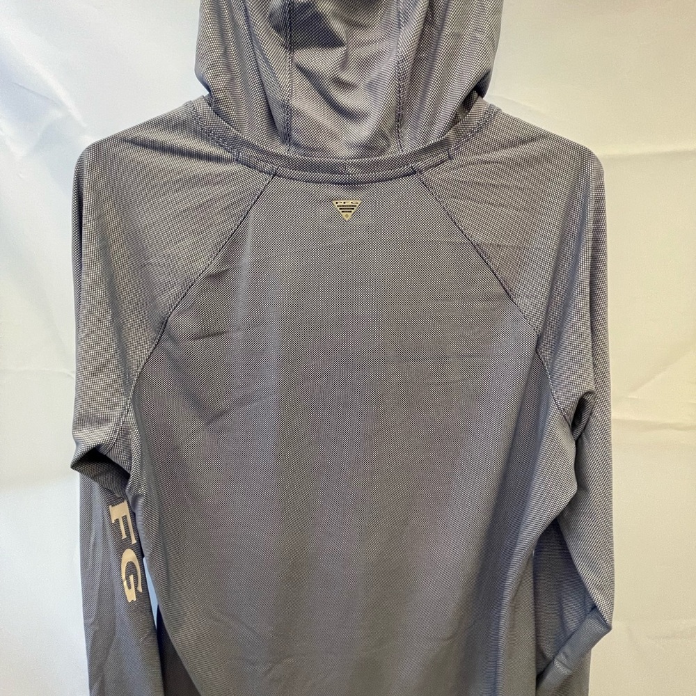 Columbia PFG Hooded Sun Shirt XL UPF Blue Performance Fishing Top - Picture 6 of 9